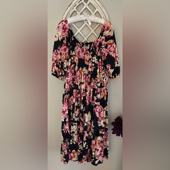 Anthropologie Blossom 100% Cotton Maxi Dress In Pink/ Black Motif Size S - Picture 6 of 16